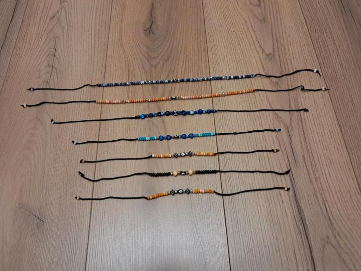 Lot de 2 colliers et 5 bracelets en perles avec œil grec, Handtassen en Accessoires, Armbanden, Zo goed als nieuw, Ophalen of Verzenden