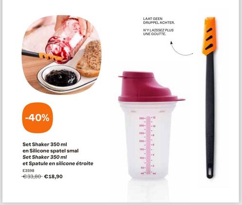 Tupperware - Ensemble mini-shaker et spatule en silicone, Maison & Meubles, Cuisine| Tupperware, Neuf, Autres types, Enlèvement ou Envoi