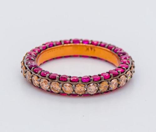 Gouden ring diamant & robijn totaal 4,54ct! met certificaat!, Handtassen en Accessoires, Ringen, Nieuw, Dame, 17 tot 18, Goud