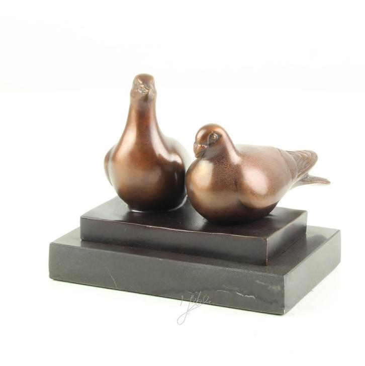 Bronzen Beeld van paar Duiven GRATIS LEVERING, Antiek en Kunst, Antiek | Brons en Koper, Brons, Verzenden