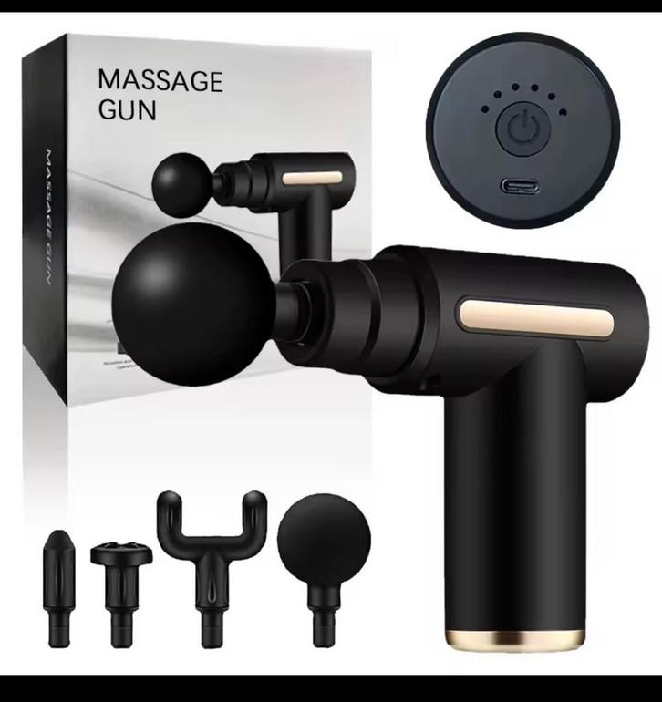 Pistolet de massage – Massage Gun 4 embouts – Relaxation, Sport en Fitness, Massageproducten, Nieuw, Apparaat, Verzenden