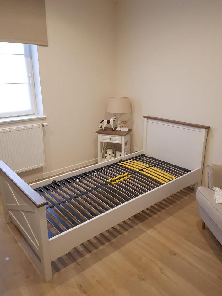 1 PERSOONSBED landelijk, Huis en Inrichting, Slaapkamer | Bedden, Nieuw, Eenpersoons, 90 cm, 200 cm, Hout, Crème, Verstelbaar