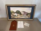 Ingelijste 20e Eeuw Aquarel - Kustlandschap - Tranquiel Tafe, Antiek en Kunst, Ophalen of Verzenden