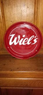 Brasserie bière ancien plateau émaillé Wiel's, Collections, Enlèvement ou Envoi, Utilisé, Panneau, Plaque ou Plaquette publicitaire