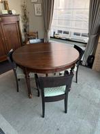 Massief eiken ronde tafel, Ophalen, 100 tot 150 cm, Klassiek, Rond