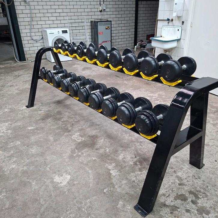 Rubber Dumbells Set 2 kilo tot 20 kilo + Dumbellrek, Sport en Fitness, Fitnessmaterialen, Zo goed als nieuw, Ophalen