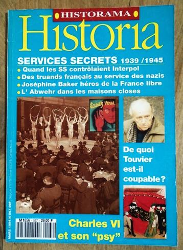 Historia : Mars 1994 - Services secrets 1939/1945, etc.