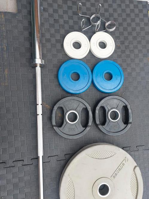 Olympische gewichten set 50kg, Sport en Fitness, Fitnessmaterialen, Zo goed als nieuw, Halterset, Armen, Benen, Borst, Buik, Rug