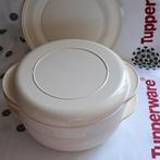 Tupperware microplus rond 1,5 L + stoomschaal, Ophalen of Verzenden, Zo goed als nieuw, Crème