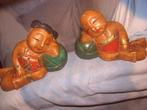 Bois Sculpté Bodhisattva Garçon Fille Figures Endormies 22x1, Antiquités & Art, Art | Sculptures & Bois, Enlèvement ou Envoi