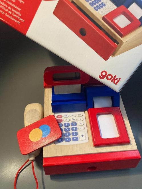 Caisse enregistreuse en bois Goki - Marchande enfant, Kinderen en Baby's, Speelgoed | Speelkeukens, Gebruikt, Speelkeuken-accessoire