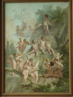 EMILE MEYER °1823-1893 olie/doek angelots koor engelen putti, Antiek en Kunst, Ophalen