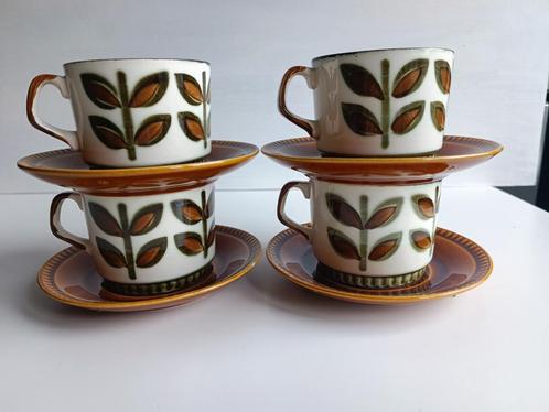 4 Boch kopjes met schoteltjes — model Rambouillet, Antiek en Kunst, Antiek | Keramiek en Aardewerk, Ophalen of Verzenden