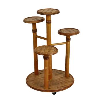 Vintage Plantentafel Plantenstandaard 4 Niveaus Bamboe Rotan, Ophalen