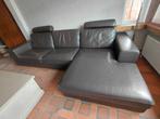Leren zetel met longchair, Huis en Inrichting, Ophalen, Gebruikt, Leer