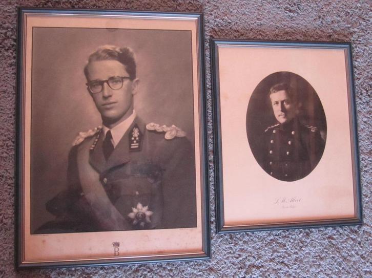 Kaders met Koning Albert en Bouwdewijn, Verzamelen, Koningshuis en Royalty, Zo goed als nieuw, Kaart, Foto of Prent, Ophalen