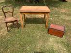 Antieke houten tafel 110/70 cm ht 76 met lade, Ophalen