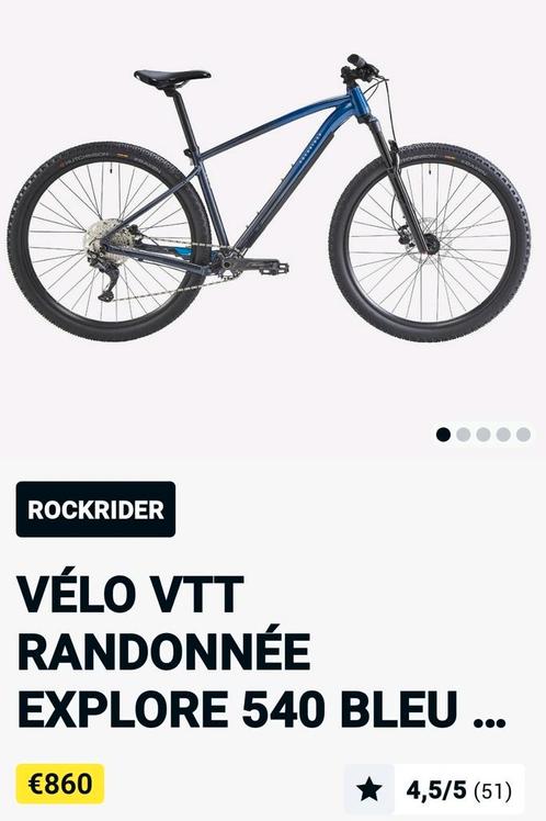 Rockrider EXPLORE 540 BLEU NOIR 29, Vélos & Vélomoteurs, Vélos | VTT & Mountainbikes, Comme neuf, Hommes, Autres marques, VTT semi-rigide