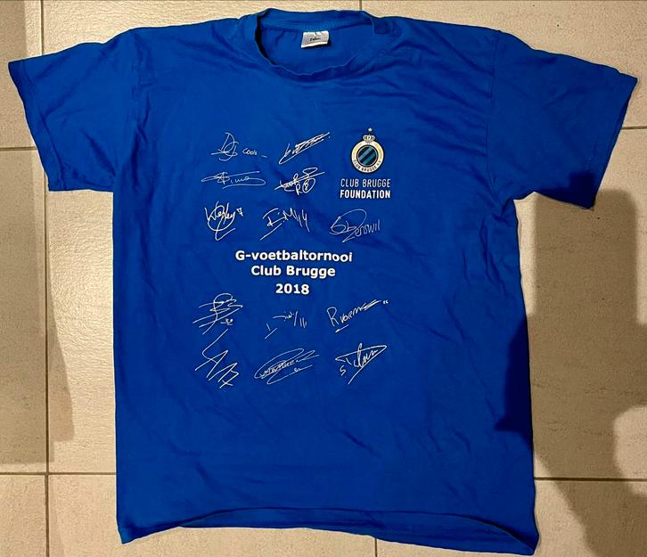 Uniek t-shirt G-Voetbaltornooi Club Brugge 2018 medium, Sport en Fitness, Voetbal, Zo goed als nieuw, Shirt, Maat M, Ophalen