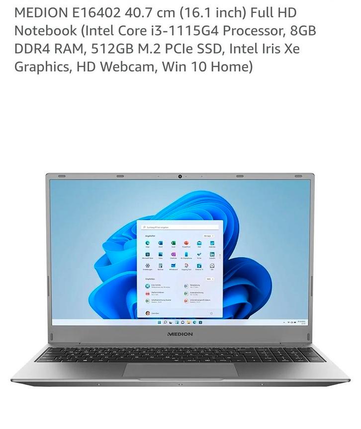 Ordinateur portable Medion Akoya E16402, Informatique & Logiciels, Ordinateurs portables Windows, SSD