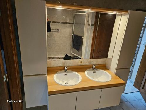 Badkamermeubel met spiegel, Huis en Inrichting, Badkamer | Badkamermeubels, Gebruikt, Wastafelkast, 150 tot 200 cm, 150 tot 200 cm
