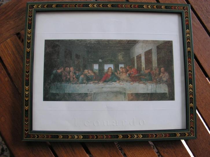 Kader met reproductie van “Het laatste avondmaal”., Antiek en Kunst, Kunst | Schilderijen | Klassiek, Ophalen of Verzenden