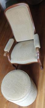 Fauteuil Voltaire en bijpassende voetsteun, Ophalen, Hout, Gebruikt, 75 tot 100 cm