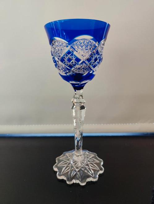 Val Saint Lambert - wijnglas model Verrept - 22 cm - blauw, Antiek en Kunst, Antiek | Glaswerk en Kristal, Ophalen of Verzenden