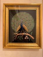 Zijden paon met glas, Antiek en Kunst, Kunst | Schilderijen | Klassiek, Ophalen