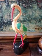 Prachtige vintage vogel, reiger. Licht hout (balsa). H 36 cm, Ophalen of Verzenden, Gebruikt, Vogel, Beeldje of Figuurtje
