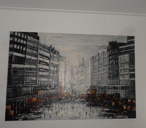 Heel groot modern schilderij "City by Night' 120 x 180 cm, Antiek en Kunst, Kunst | Schilderijen | Modern, Ophalen