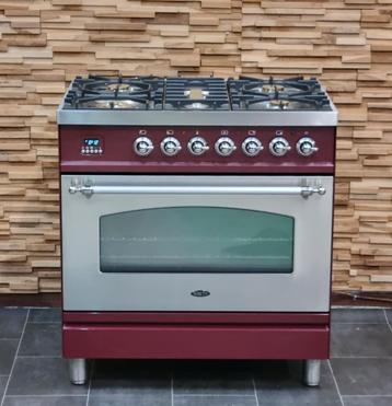 🔥Luxe Fornuis Boretti 80 cm rood + rvs 5 pits 1 oven