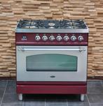 🔥Luxe Fornuis Boretti 80 cm rood + rvs 5 pits 1 oven, 60 cm of meer, 5 kookzones of meer, Vrijstaand, 90 tot 95 cm