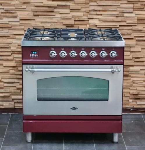 🔥Poêle Boretti Luxe 80 cm rouge + inox 5 feux 1 four, Electroménager, Cuisinières, Comme neuf, Autoportant, 5 zones de cuisson ou plus