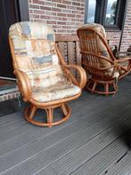 Twee ROTAN draaistoelen, Huis en Inrichting, Fauteuils, Gebruikt, 75 tot 100 cm, 50 tot 75 cm, Hout