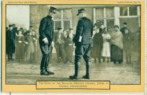 Kleur postkaart 1914 meeting Albert I & Generaal Joffre 1914, Verzamelen, Postkaarten | Themakaarten, Ongelopen, Voor 1920, Politiek en Historie
