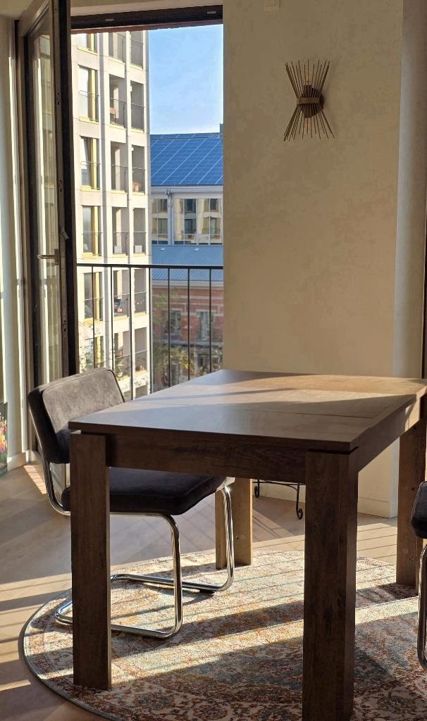 bruine eettafel, Huis en Inrichting, Tafels | Eettafels, Zo goed als nieuw, 50 tot 100 cm, 100 tot 150 cm, Vier personen, Rechthoekig