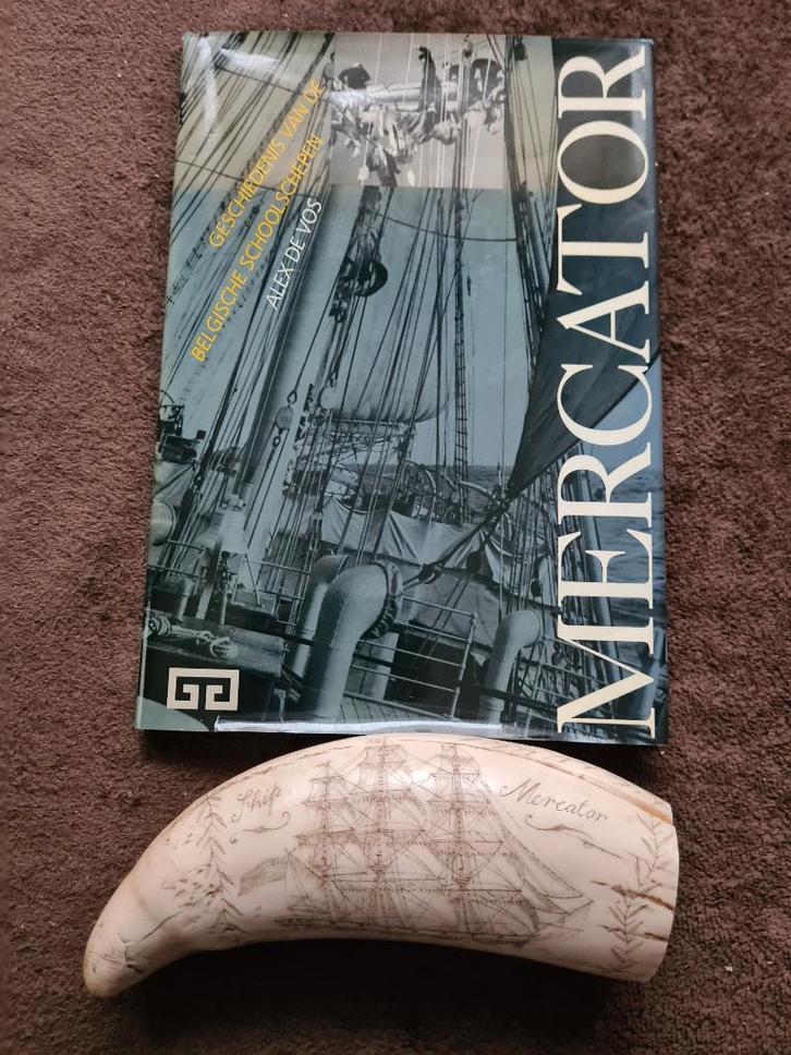 Zeilschip de Mercator en naakte mooie dame op potvistand ., Antiek en Kunst, Curiosa en Brocante, Verzenden