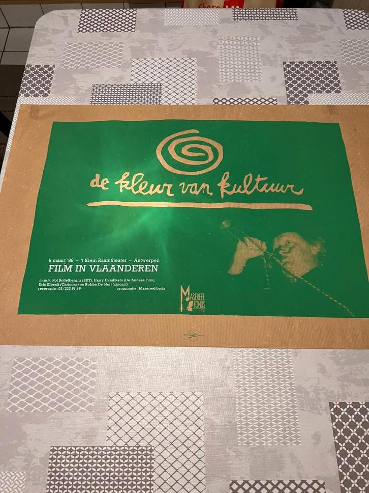 Vintage Poster De Kleur van kultuur - Film in Vlaanderen, Collections, Posters & Affiches, Utilisé, Publicité, Affiche ou Poster pour porte ou plus grand