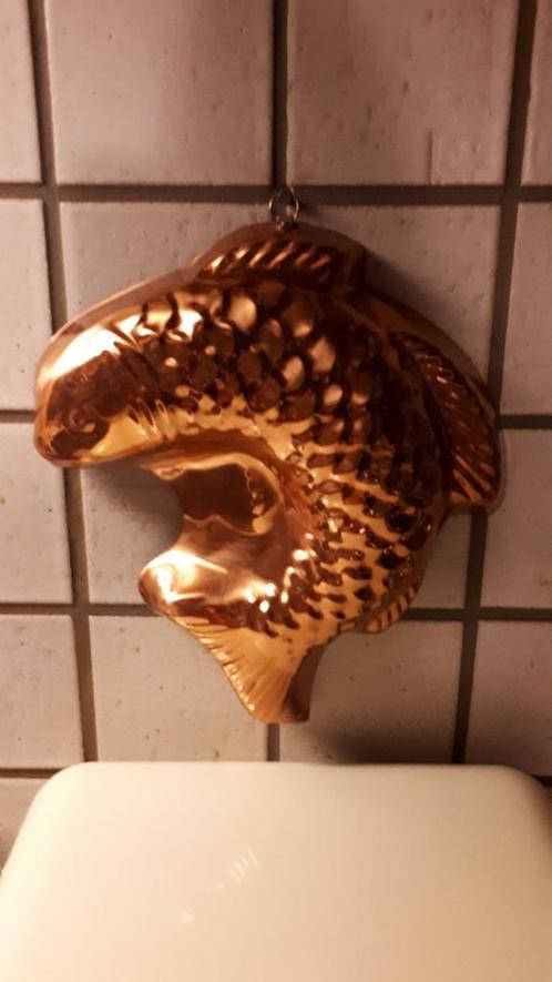 Vintage koperen bakvorm, bakblik, puddingvorm met ophanghaak, Antiek en Kunst, Antiek | Keukengerei, Ophalen of Verzenden