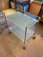 Freeman Design Trolley, Huis en Inrichting, Tafels | Bijzettafels, Ophalen, Gebruikt, Glas, 75 cm of meer