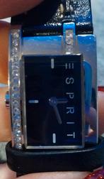 Horloge ESPRIT met strassteentjes en lederen bandje, Comme neuf, Cuir, Autres matériaux, Avec strass