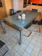 Table en verre 200100 cm Design + chaises transparentes, Maison & Meubles, 75 cm ou plus, 200 cm ou plus, Verre, 100 à 150 cm