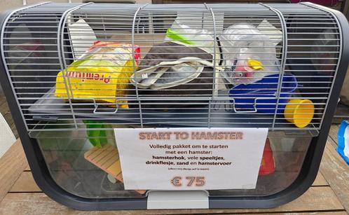 Hok voor hamster incl. toebehoren: voer, speeltjes, enz..., Dieren en Toebehoren, Knaagdieren en Konijnen | Hokken en Kooien, Zo goed als nieuw
