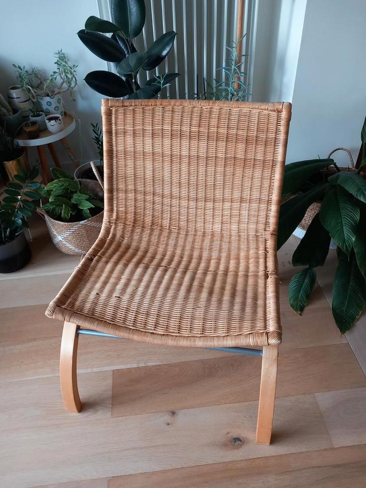 Vintage Ikea Björket rotan zetel lounge chair Tord Björklund, Huis en Inrichting, Stoelen, Gebruikt, Ophalen