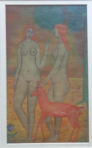 JOS WILS / NAAKTE VROUWEN / ORIGINEEL WERK / 45x36cm / KADER beschikbaar voor biedingen