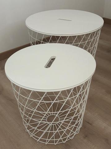 2 ronde bijzettafels/opbergtafels wit beschikbaar voor biedingen