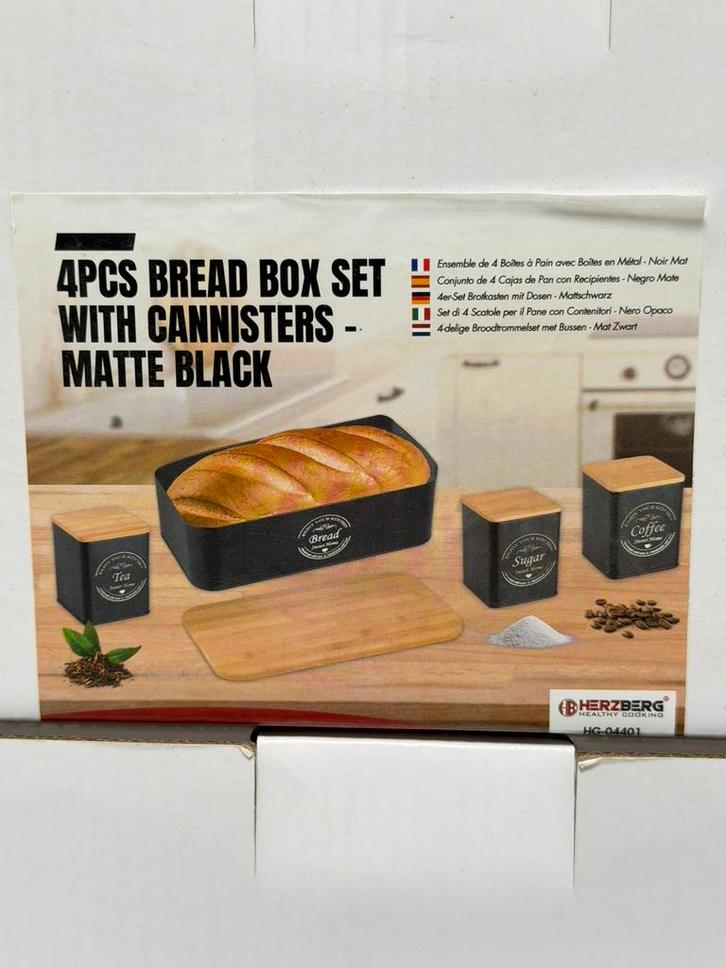 Boîte à pain 4 pièces Herzberg avec couvercle, Maison & Meubles, Cuisine | Vaisselle, Neuf, Autres types, Enlèvement ou Envoi