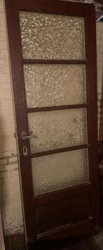 Houten deur met glas, Doe-het-zelf en Bouw, Deuren en Vliegenramen, Ophalen, Gebruikt, Minder dan 80 cm, Binnendeur