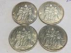 Frankrijk lot 4 x 10 Francs zilver 1966 tem 1968, Postzegels en Munten, Ophalen of Verzenden, Frankrijk, Zilver